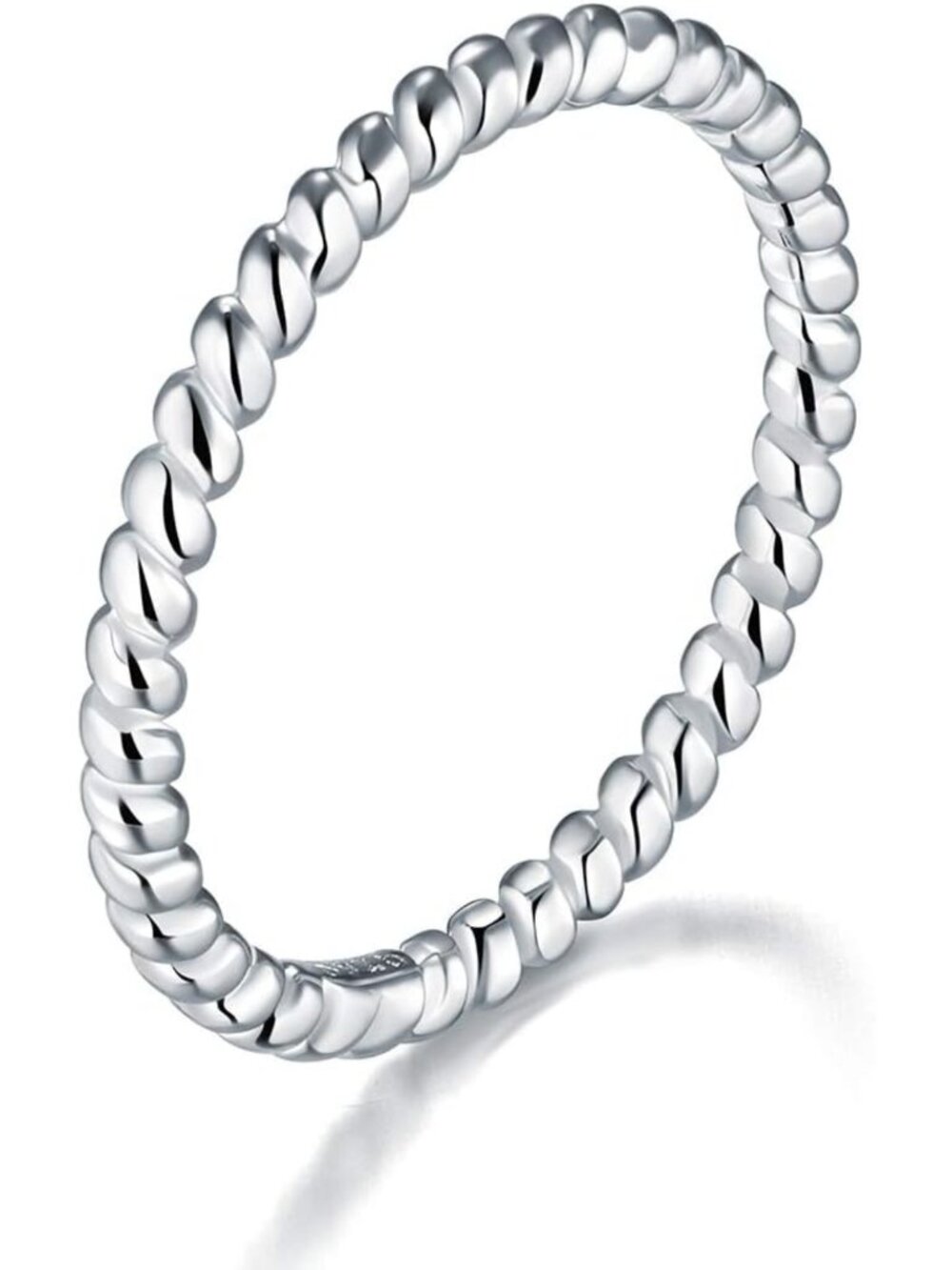 Stackable Sterling Silver Twisted Band Ring for Women, Size 4-12, 2mm